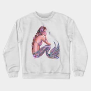 Coral tropical mermaid art by Renee Lavoie Crewneck Sweatshirt